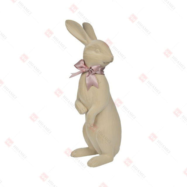RESIN FLOCKED VELVET BUNNY TABLE DECO