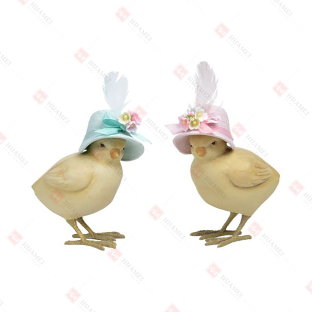 2 ASST., RESIN FLOCKED EASTER
BONNET  PEEPS