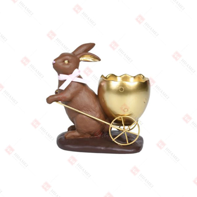 RESIN RABBIT WITH EGG CART