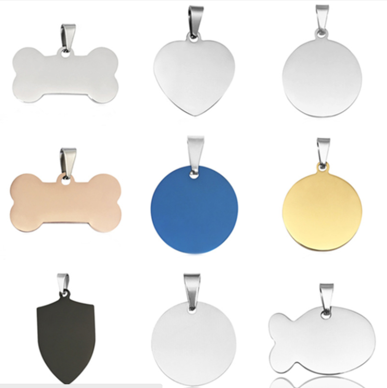 Blank Pet ID Tags - Various Colors and Shapes, Stainless Steel MOQ: 20PCS