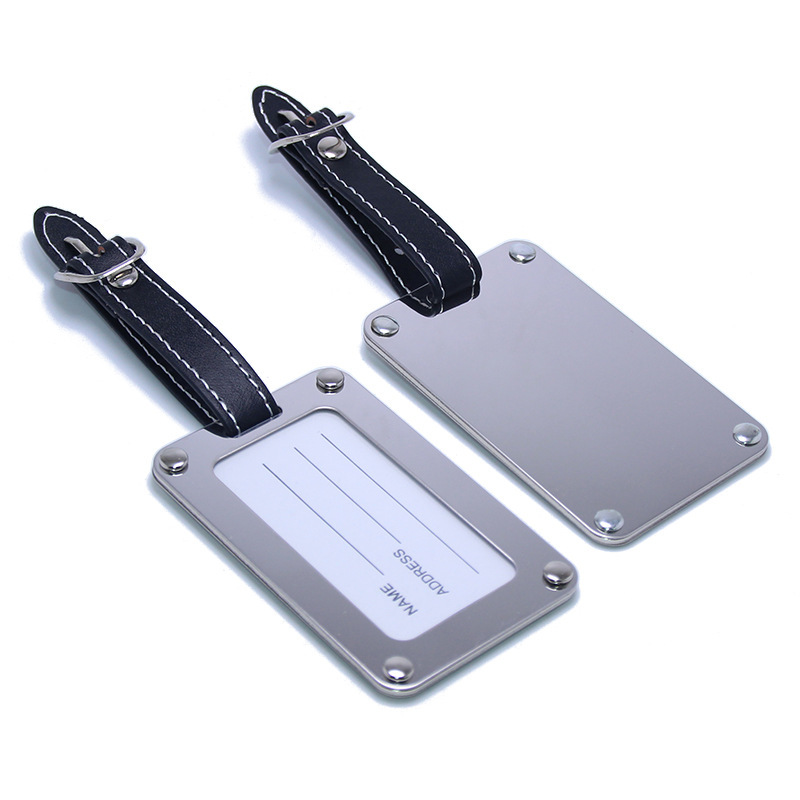 Luggage Tags, Stainless Steel Luggage Identifiers with Lanyard, Can Engrave Name Tags, 80*50*3mm