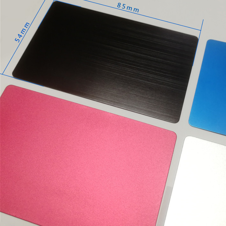 Metal Business Card 85*54*0.5mm Blank Brushed Aluminum Card Hard Metal Business Cards Black Sliver Blue Pink Color