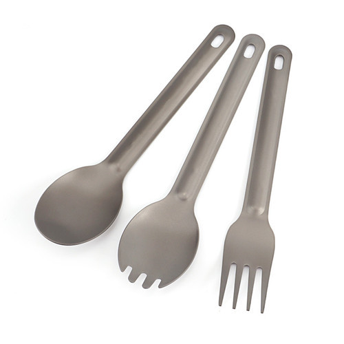 Pure Titanium Fork Spoon Set Portable Cutlery Set Outdoor Cutlery Set