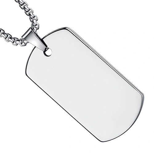 Tungsten Gold Pendant Tungsten Steel Military Tag Necklace Tungsten Dog Tag