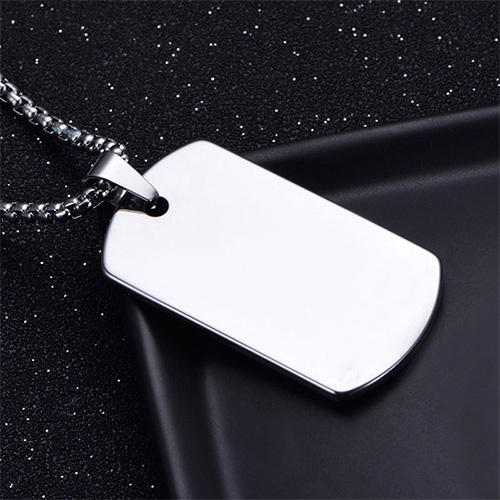 Silver Military Metal Dog Tag Necklace