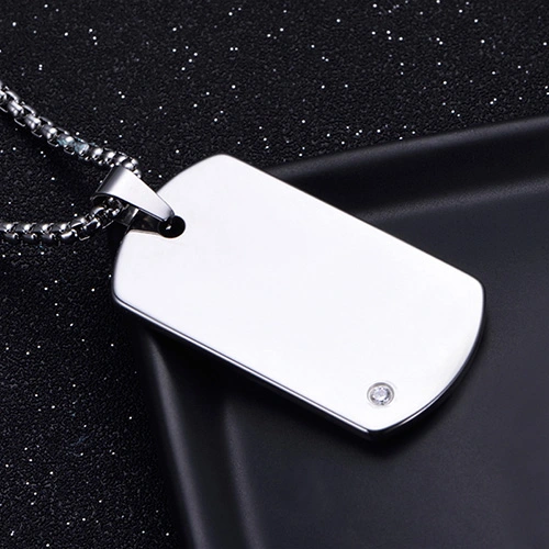 Tungsten Gold Pendant Tungsten Steel Military Tag Necklace Tungsten Dog Tag