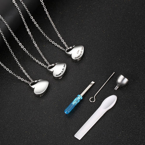 Cremation Urn Necklace Pendant Charm for Human Pets Ashes Stainless Steel Keepsake Pendant