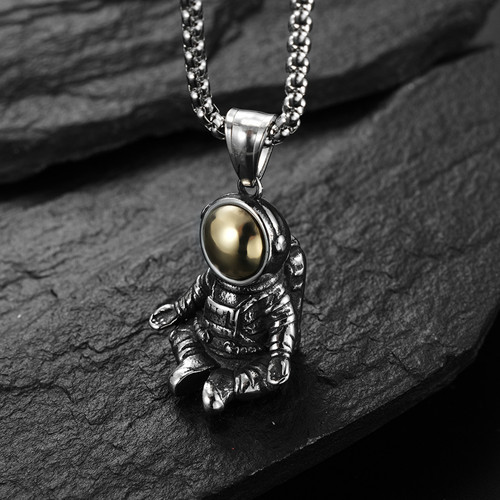 Astronaut Sit Necklace Pendant Necklaces Titanium Steel Pendant