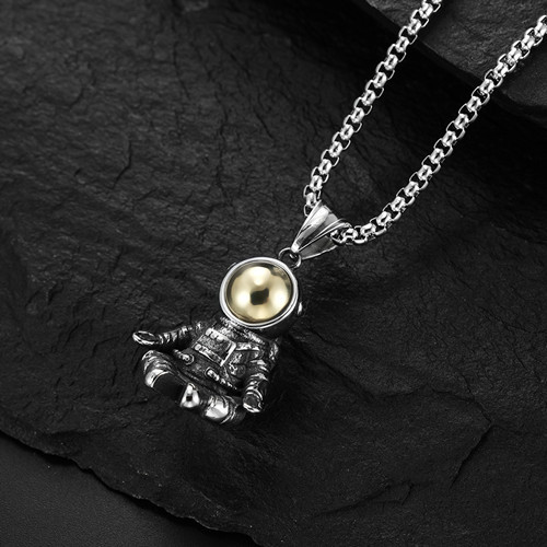 Astronaut Sit Necklace Pendant Necklaces Titanium Steel Pendant