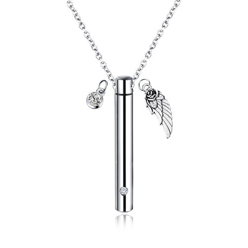 Titanium Steel Cremation Jewelry Urn necklace Pendant Cylinder Urns for Human Pets Stainless Steel Perfume Bottle Pendant