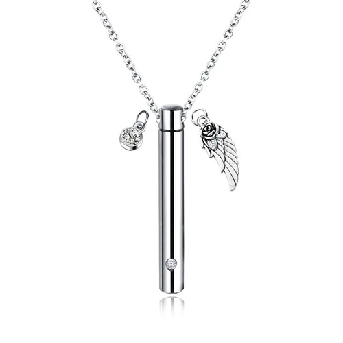 Titanium Steel Cremation Jewelry Urn necklace Pendant Cylinder Urns for Human Pets Stainless Steel Perfume Bottle Pendant