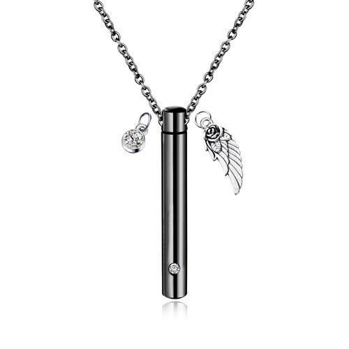 Titanium Steel Cremation Jewelry Urn necklace Pendant Cylinder Urns for Human Pets Stainless Steel Perfume Bottle Pendant