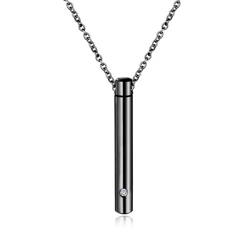 Titanium Steel Cremation Jewelry Urn necklace Pendant Cylinder Urns for Human Pets Stainless Steel Perfume Bottle Pendant