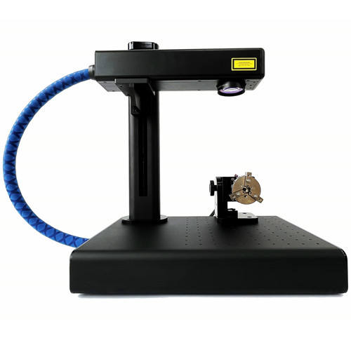 EM-Smart Basic 2R - 25W Fiber Laser Marking Machine with Rotary Function for Metal, Sliver, Gold, Plastic, Leather, Coated Wood, Slate etc, with Laser Safety Glasses