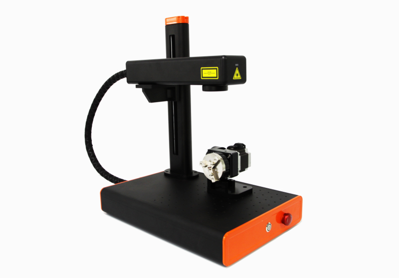 US Warehouse Stock - EM-Smart Basic 2R - 25W Fiber Laser Marking Machine with Rotary Function for Metal, Plastic, Leather, Coated Wood, Slate etc, Free Shipping