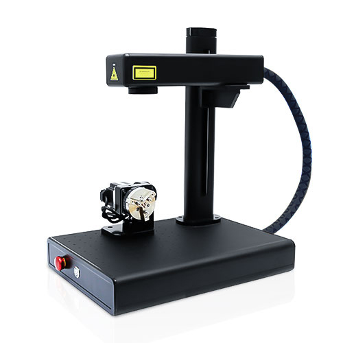 EM-Smart Basic 1R - 20W Fiber Laser Marking Machine with Rotary Attachment for Metal, Sliver, Gold, Plastic, Leather, Slate, Coated Wood, with Laser Safety Glasses