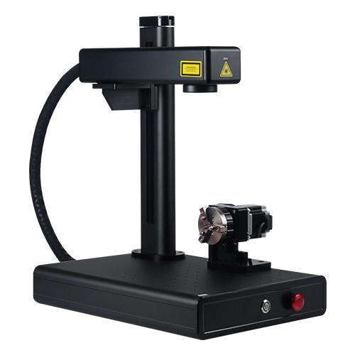 EM-Smart Basic 2R - 25W Fiber Laser Marking Machine with Rotary Function for Metal, Sliver, Gold, Plastic, Leather, Coated Wood, Slate etc, with Laser Safety Glasses