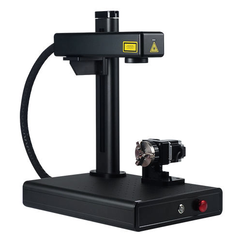 EM-Smart Basic 1R - 20W Fiber Laser Marking Machine with Rotary Attachment for Metal, Sliver, Gold, Plastic, Leather, Slate, Coated Wood, with Laser Safety Glasses