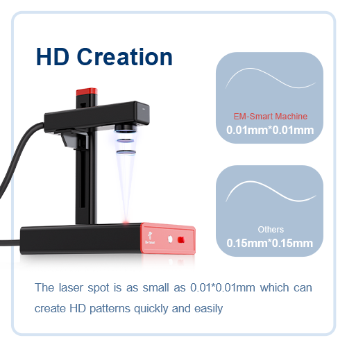 EM-Smart Basic 1R - 20W Fiber Laser Marking Machine with Rotary Attachment for Metal, Sliver, Gold, Plastic, Leather, Slate, Coated Wood, with Laser Safety Glasses
