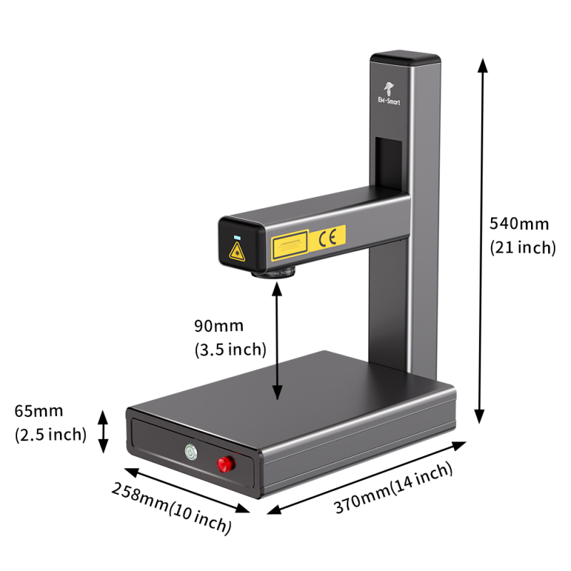 EM-Smart One(R) 20W Desktop Fiber Laser Engraving Machine for Metal, Sliver, Gold, Plastic, Leather, Slate, Coated Wood etc, with Laser Safety Glasses. Support EZCAD & Lightburn