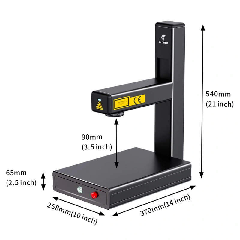 EM-Smart Nova (R) - 25W Fiber Laser Marking Machine for Metal, Plastic, Sliver, Gold, Leather, Slate, Coated Wood etc, with Laser Safety Glasses. Support EZCAD & Lightburn