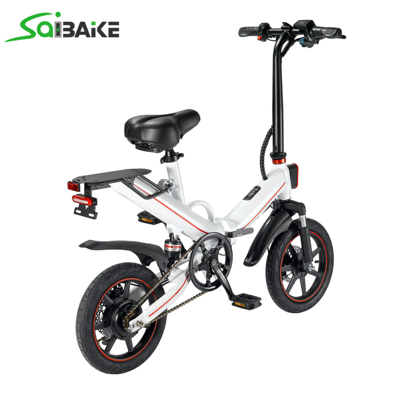 Saibaike V5 e-Bike 14" Folding Electric Bike 48V 400W Motor Max Speed 30km/h Mini Bicycle for Adults and Teenagers