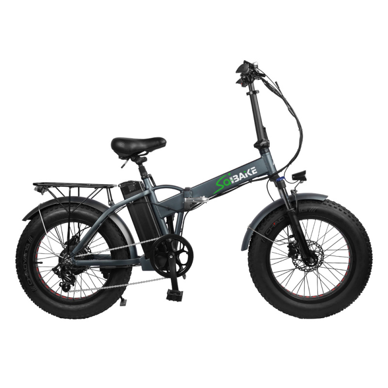 SK02 Foldable Electric Bike 20" x 4.0 Fat Tire Electric Bicycle with 500W Motor,Removable Silverfish 48V 12.5AH Battery,7-Speed Double Shock Absorption