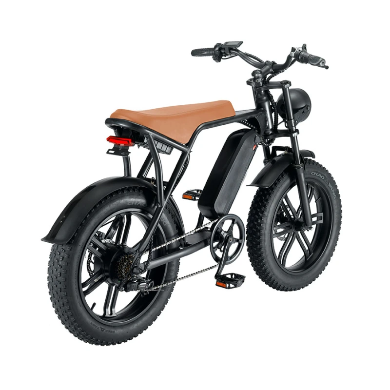 Saibaike V8 Fat 20 inch Tires Electric Bike 48V 750W 1000W Dual Front Hydraulic Suspension Commuter E-bike Brown Saddle