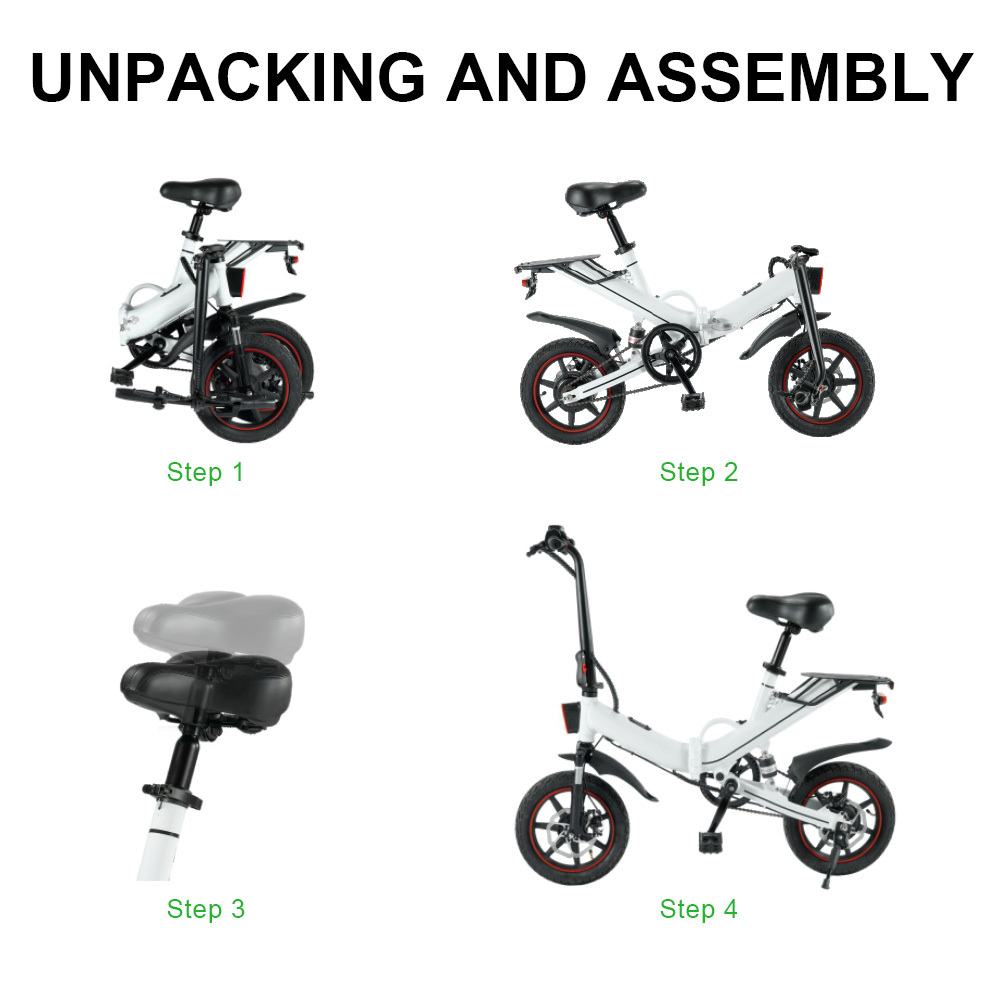 Saibaike V5 e-Bike 14" Folding Electric Bike 48V 400W Motor Max Speed 30km/h Mini Bicycle for Adults and Teenagers