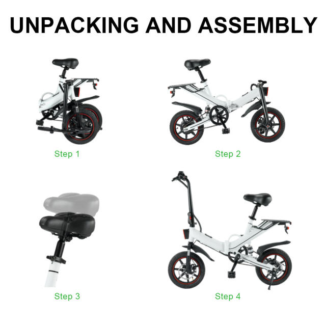 Saibaike V5 e-Bike 14" Folding Electric Bike 48V 400W Motor Max Speed 30km/h Mini Bicycle for Adults and Teenagers