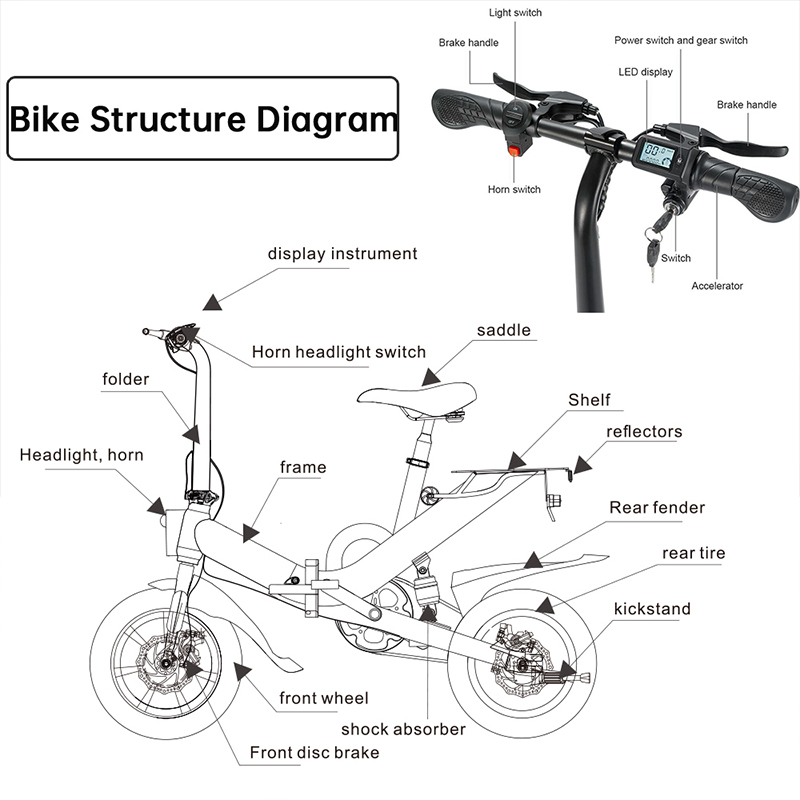 Saibaike V5 e-Bike 14" Folding Electric Bike 48V 400W Motor Max Speed 30km/h Mini Bicycle for Adults and Teenagers