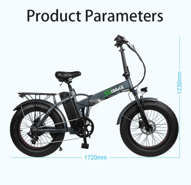 SK02 Foldable Electric Bike 20" x 4.0 Fat Tire Electric Bicycle with 500W Motor,Removable Silverfish 48V 12.5AH Battery,7-Speed Double Shock Absorption