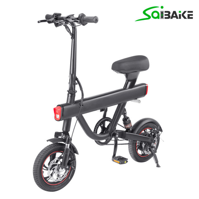 Saibaike DYU-V1 E-bike 12" Folding Electric Bike 250W Motor Max Speed 25km/h Ebike for Adults and Teenagers with 36V 10Ah Lithium-Ion Battery