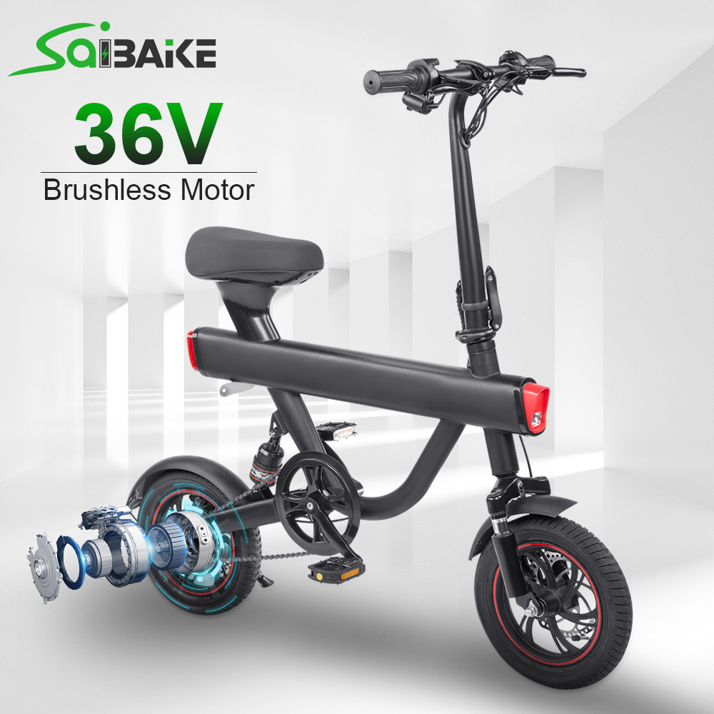 Saibaike DYU-V1 E-bike 12" Folding Electric Bike 250W Motor Max Speed 25km/h Ebike for Adults and Teenagers with 36V 10Ah Lithium-Ion Battery