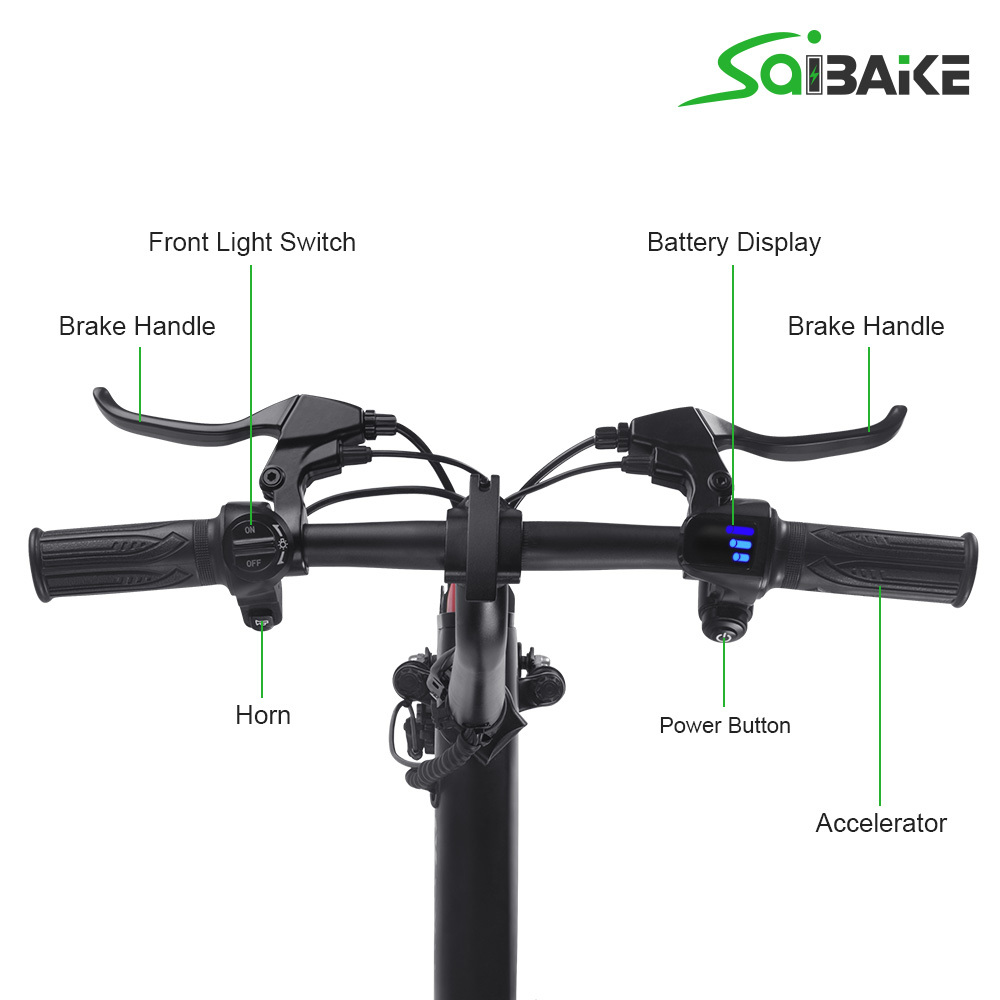 Saibaike DYU-V1 E-bike 12" Folding Electric Bike 250W Motor Max Speed 25km/h Ebike for Adults and Teenagers with 36V 10Ah Lithium-Ion Battery