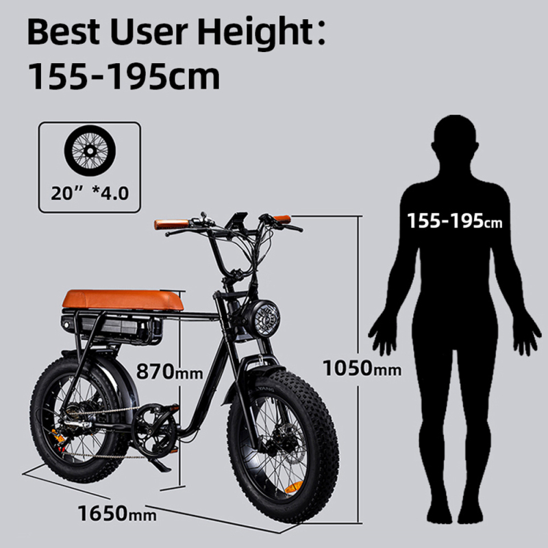 FXH-006 Electric Fat Wheel Bikes 20inch Tire Mountain Bicycle Off-road E-bike 48V 500W 750W 1000W Super Power EMTB