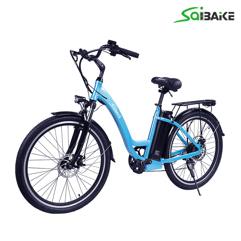 SK07 Step-thru Electric Bicycle Mountain Cruiser E-Bike 26 Inch Electric Bike 350W 15Ah Removeable Battery