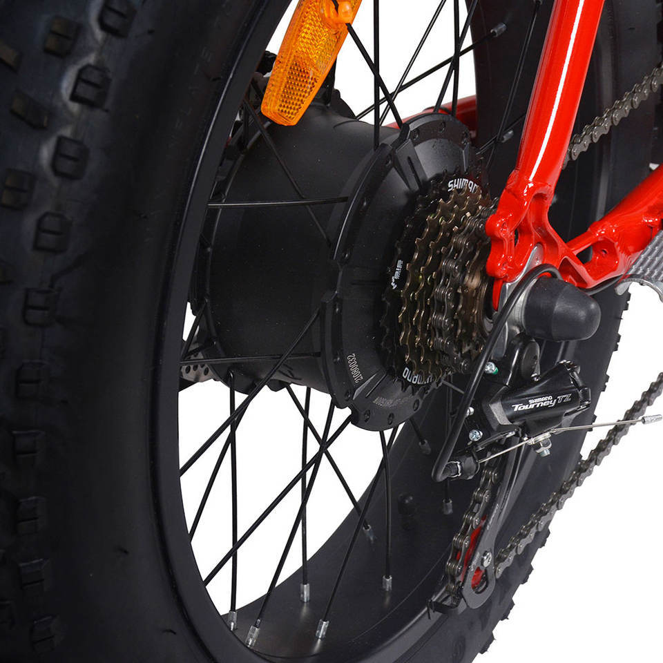 FXH006 Electric Fat Wheel Bikes 20inch Tire Mountain Bicycle Off-road E-bike Super Power EMTB with Red Bike Frame