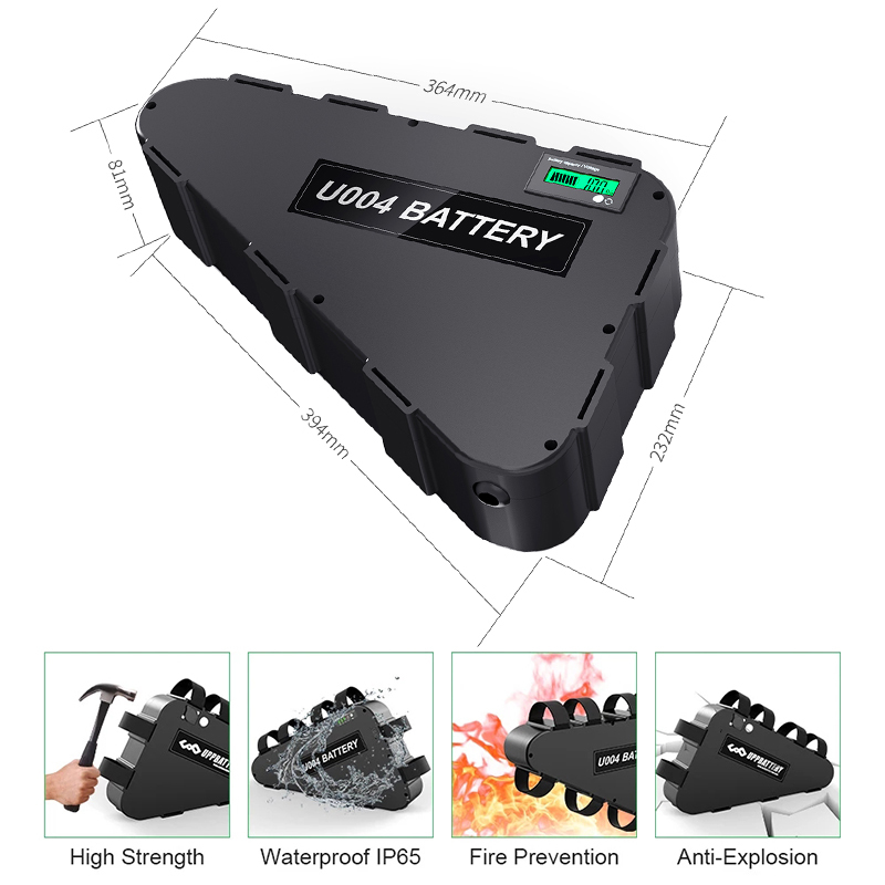 U004 Triangle Ebike Battery 36v 48v 52v 60v 72V 28.8Ah 24Ah 20Ah Customized Li-ion Battery for Electric Bicycle