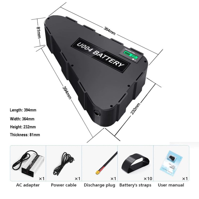UK Stock U004-1 Triangle Ebike Battery 48v 52v 28.8Ah 21700 LG Li-ion Cell Battery Pack for Electric Bicycle