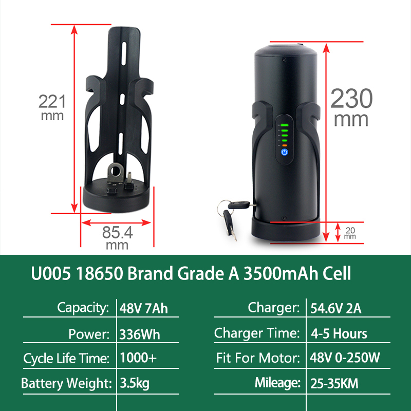 36V/48V Mini Bottle-shaped Electric Bike eBike Battery 18650 Sanyo Li-ion Pedelec Battery for Bafang 500W BBS01 350W TSDZ2 250W Motor