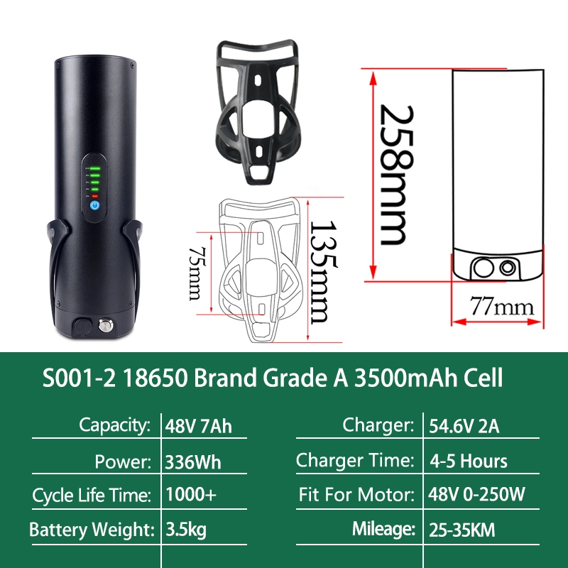 36V/48V Mini Bottle-shaped Electric Bike eBike Battery 18650 Sanyo Li-ion Pedelec Battery for Bafang 500W BBS01 350W TSDZ2 250W Motor