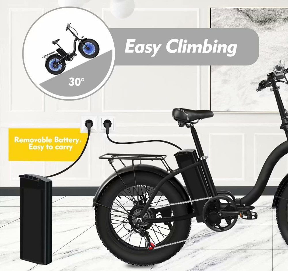 KF9 Fat Tire Electric Bike 48V 30Ah Removeable Battery  20inch Fatbike Off-road Commuter eBike