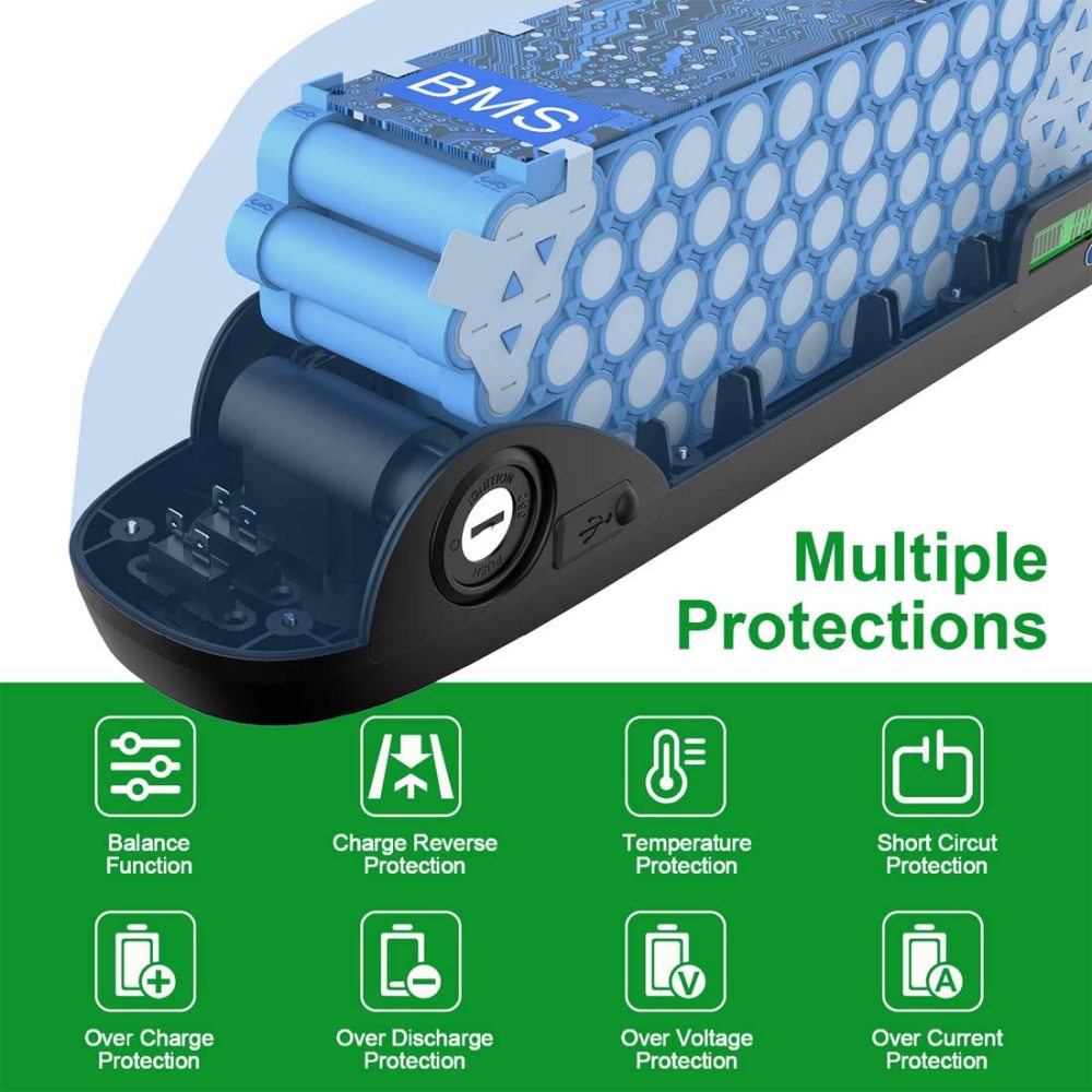 【USA Stock】U009 48V 52V 15ah 17.5ah 19.2ah 20Ah Li-ion Ebike battery For 0-1500W 1500W Motor use for For Rad Power Bike battery replacement