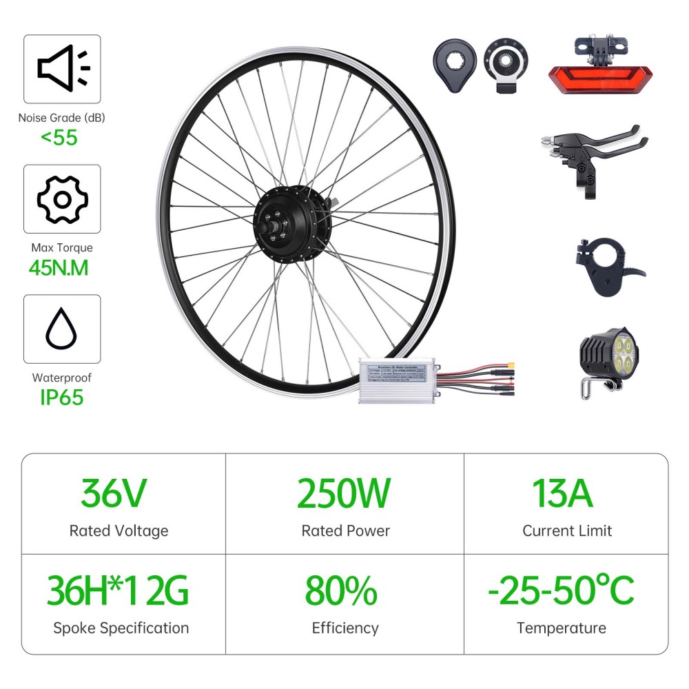 【Europe Warehouse】36V 250W rear/front Bafang hub motor for 26Inch 28Inch 27.5Inch 29Inch bike, V brake/Disc brake Cassette/Thread-on Freewheel Electric Bike Conversion ( Without display/ Without battery)
