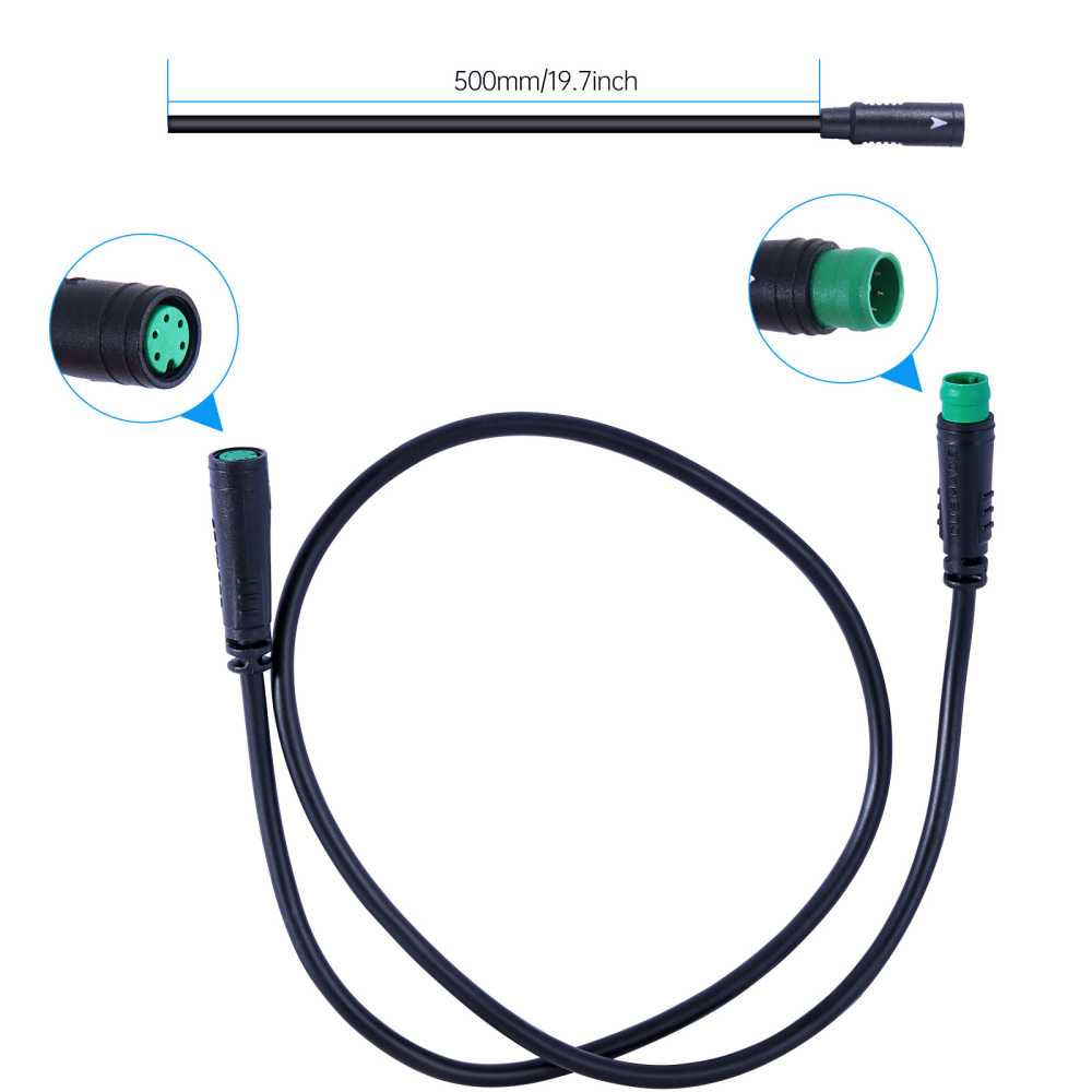【Europe Warehouse】500mm Green Female-Male 5 Pins Extension Cable For Electric Bike Display Of Bafang