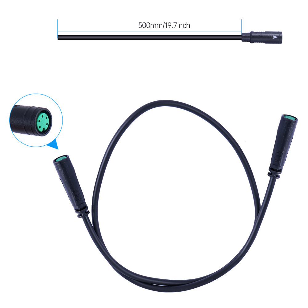 【Europe Warehouse】500mm Green Female-Male 5 Pins Extension Cable For Electric Bike Display Of Bafang