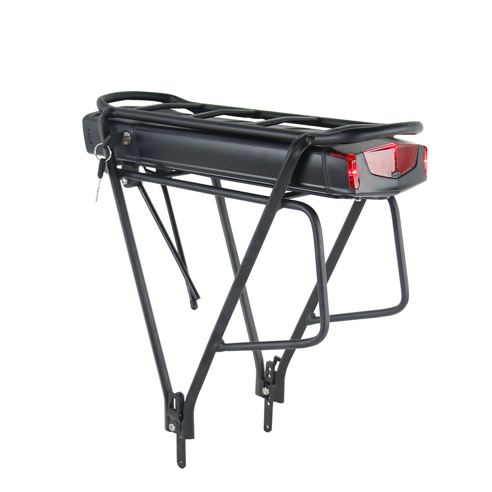 R006 36V 13ah BMS20A Rear Rack taillight battery 18650 36Volt li ion ebike battery pack with Luggage Rack and 2A charger for 0-500W motor
