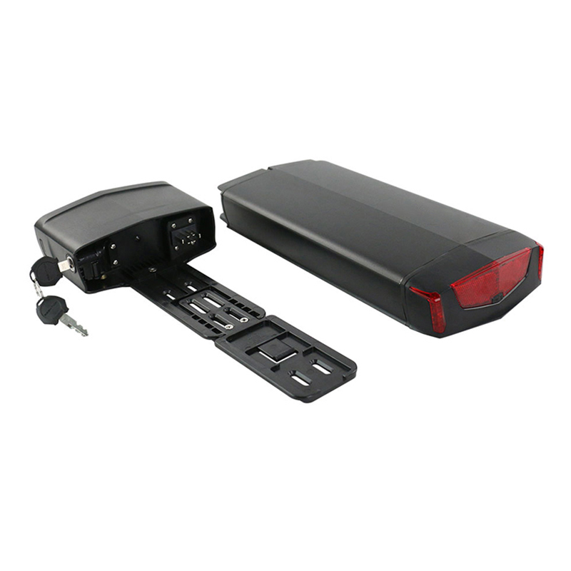 R006 36V 13ah BMS20A Rear Rack taillight battery 18650 36Volt li ion ebike battery pack with Luggage Rack and 2A charger for 0-500W motor