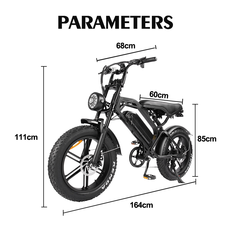 V20 Electric Bike 500W Motor, 20'' Fat Tire Ebikes 48V 15AH, 7-Speed Double Suspension & Hydraulic Brakes Electric Bicycle